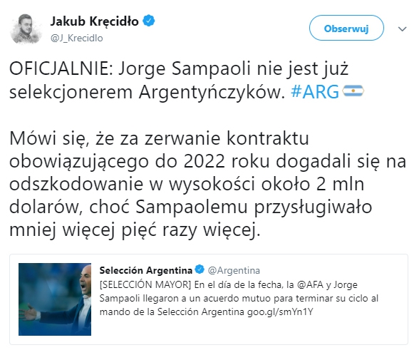 OFICJALNIE! Argentyńska federacja podjęła decyzję ws. Sampaoliego!